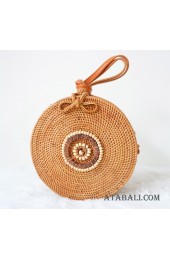 natural handmade sling bags rattan with wooden beads circle